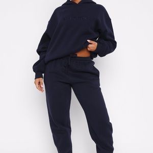 Navy blue white fox sweatpants